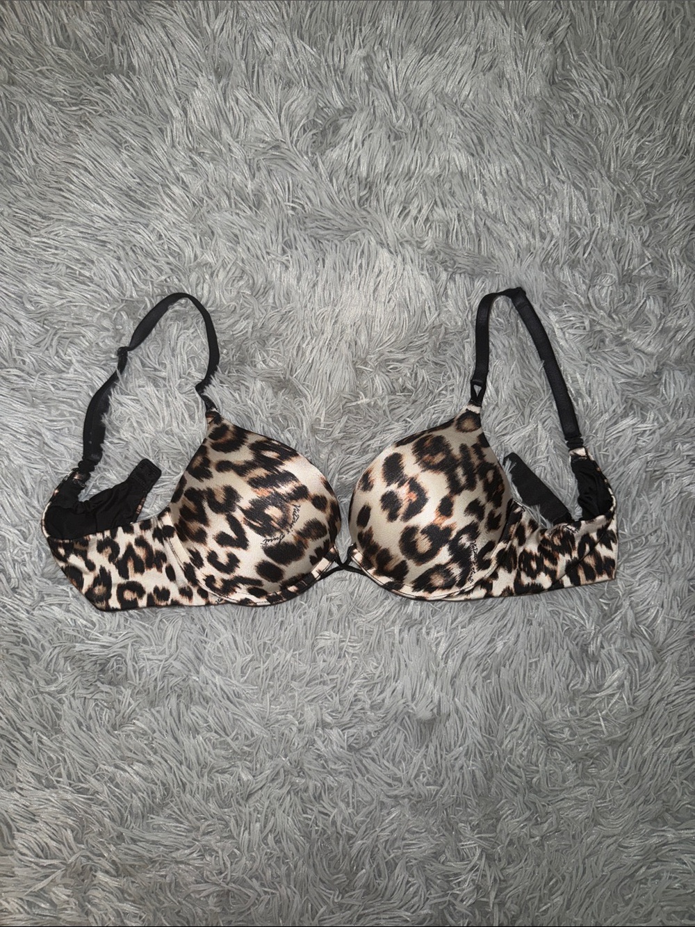 Leopard Print Victorias Secret Bombshell Underwire Push-Up Bra - Black/Brown
